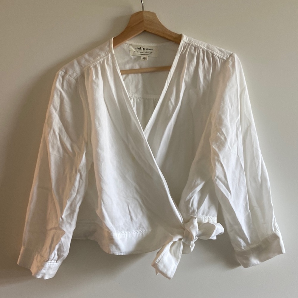 Anthropologie Crop Linen Top